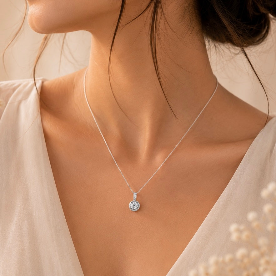 Classic Round Halo Pendant