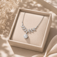 Silver Vine Solitaire Drop Pendant