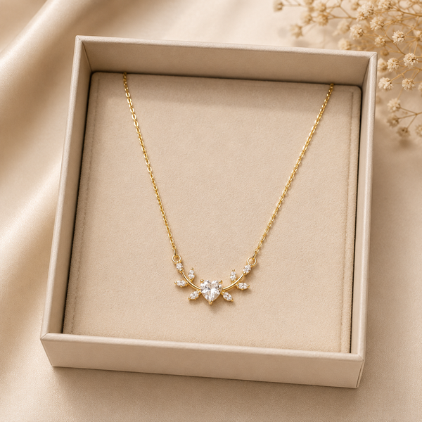 Gold Botanical Heart Pendant