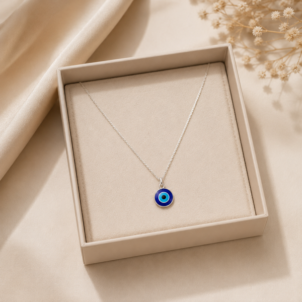 Classic Blue Enamel Evil Eye Pendant