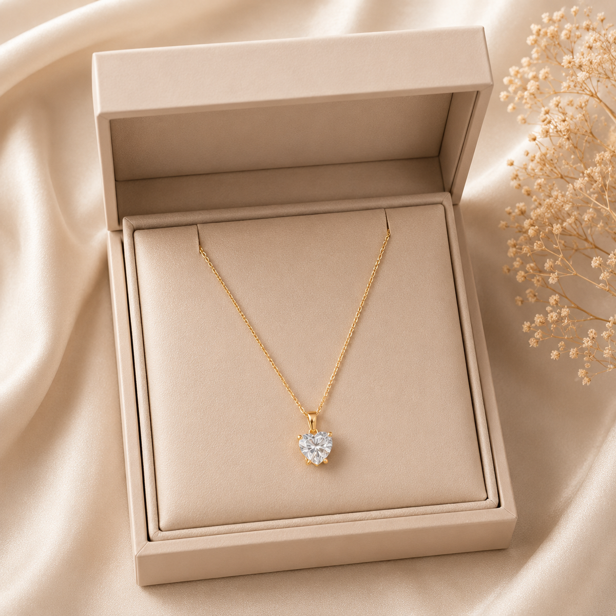 Gold Heart Solitaire Pendant