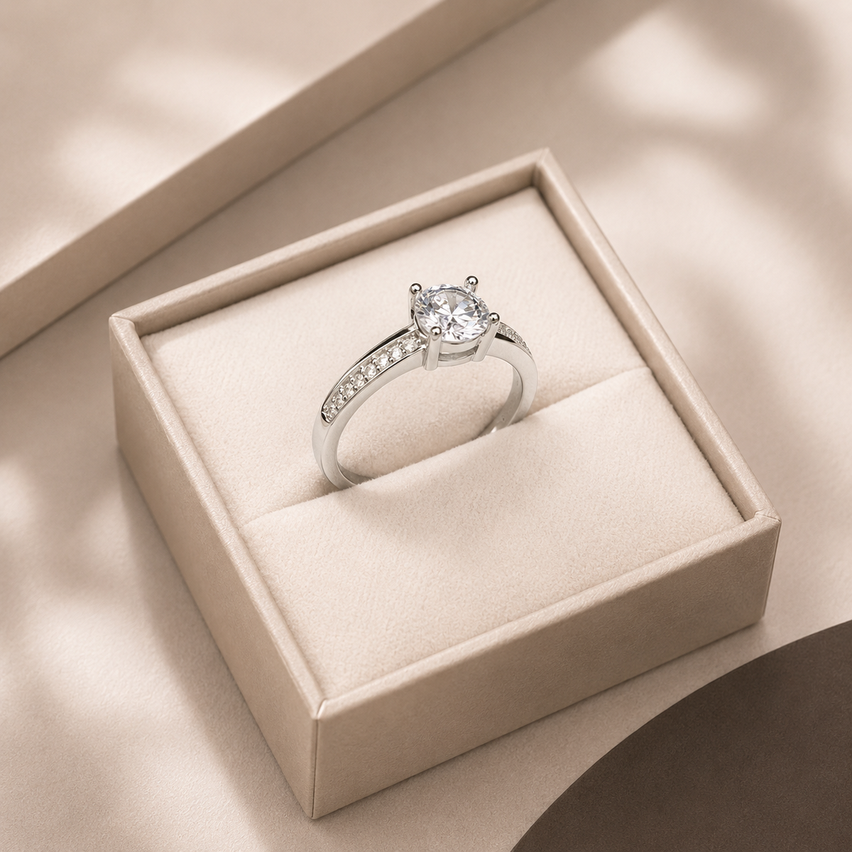 Classic Round Pavé Solitaire Ring