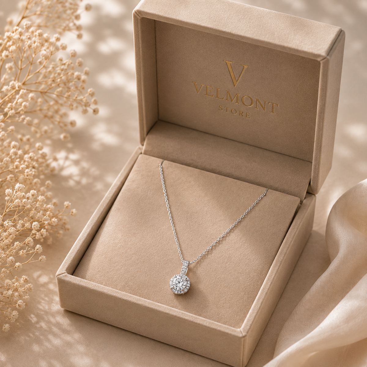 Classic Round Halo Pendant