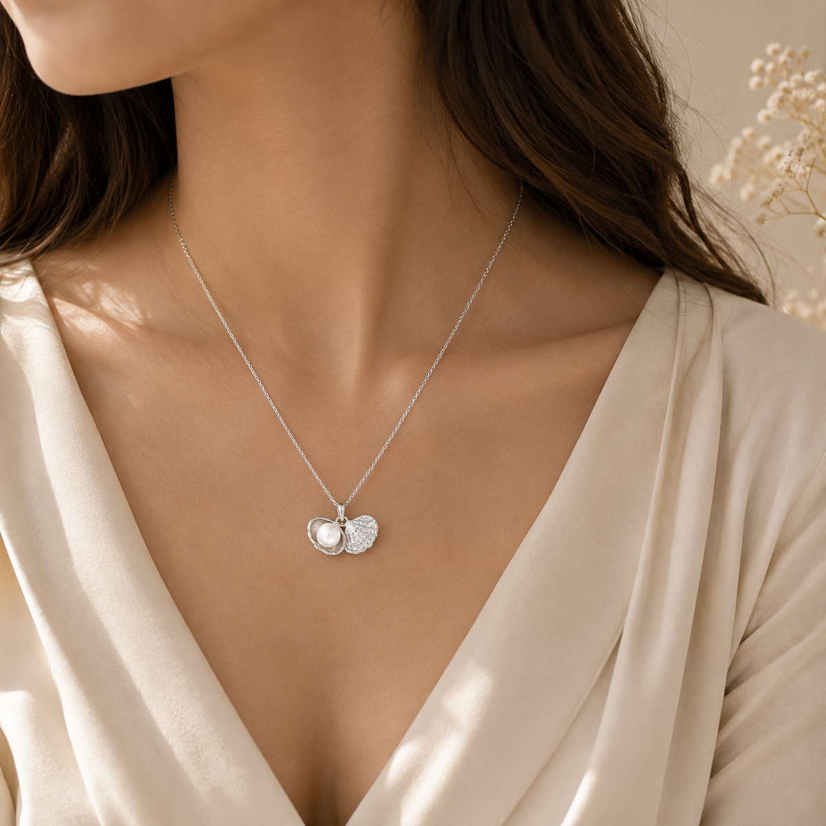 Pavé Pearl Shell Pendant